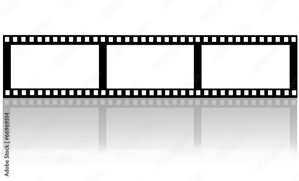 Fragment of movie film with shadow isolated on white