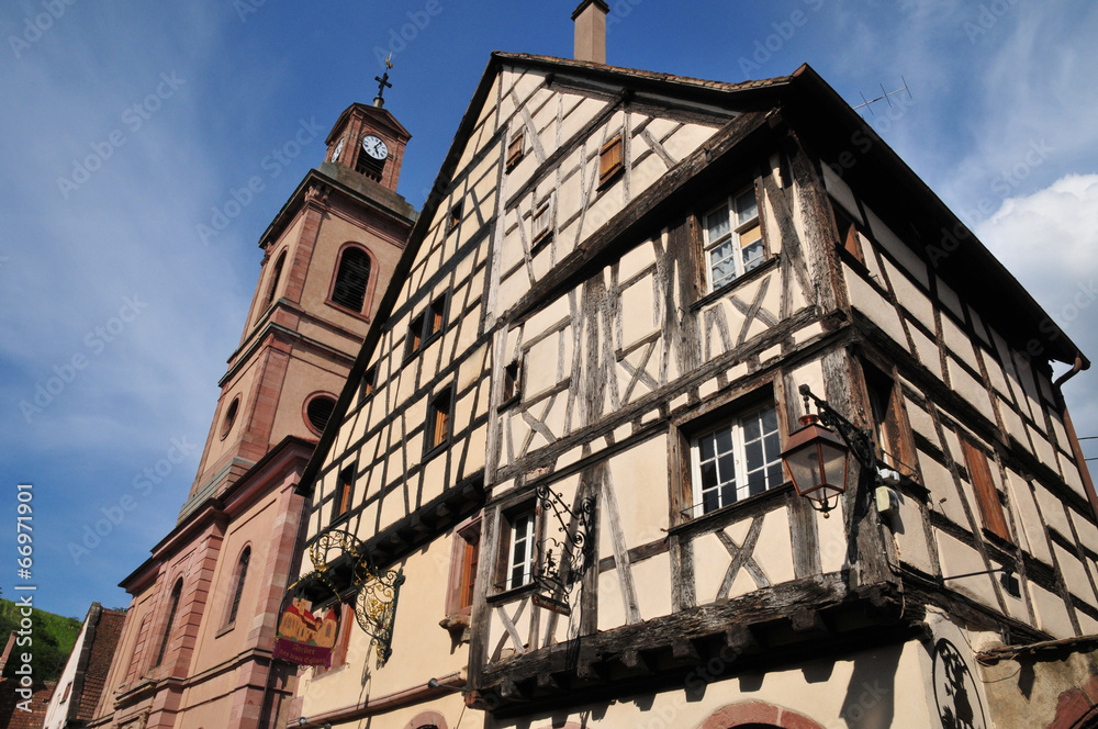 France, picturesque village of Riquewihr in Alsace