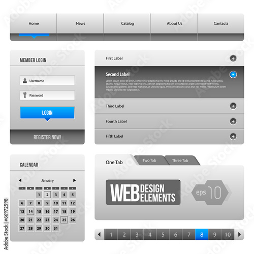 Modern Clean Website Design Elements Grey Blue