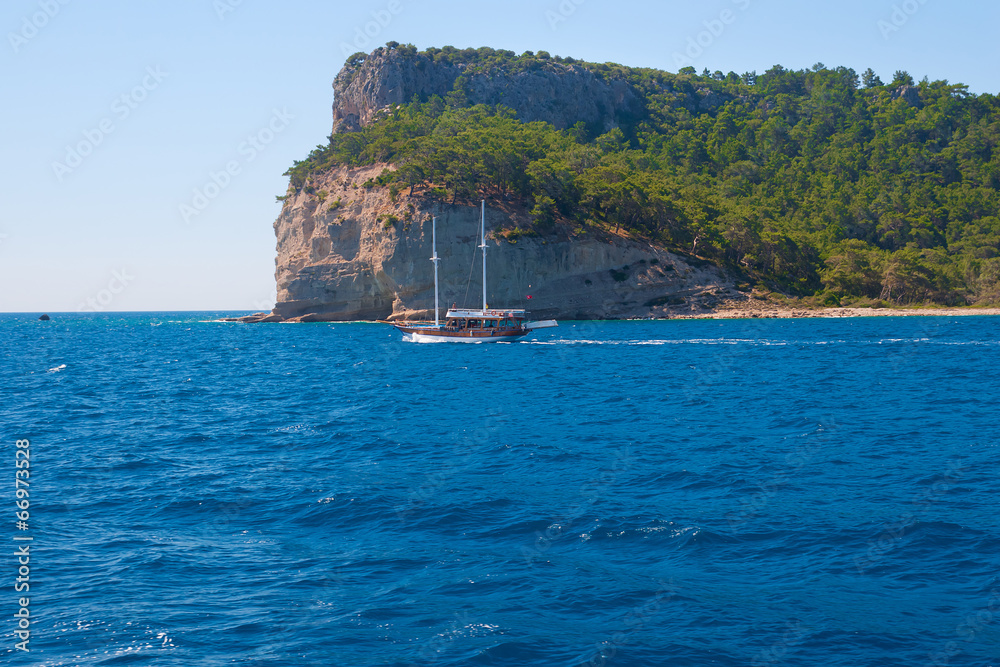 Naklejka premium Mediterranean sea landscape view mountains, Turkey