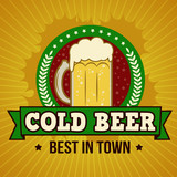 Cold larger beer retro poster