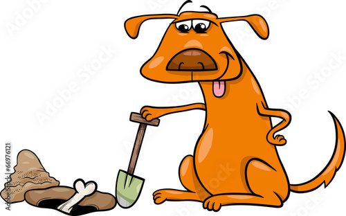 dog with bone cartoon illustration photo