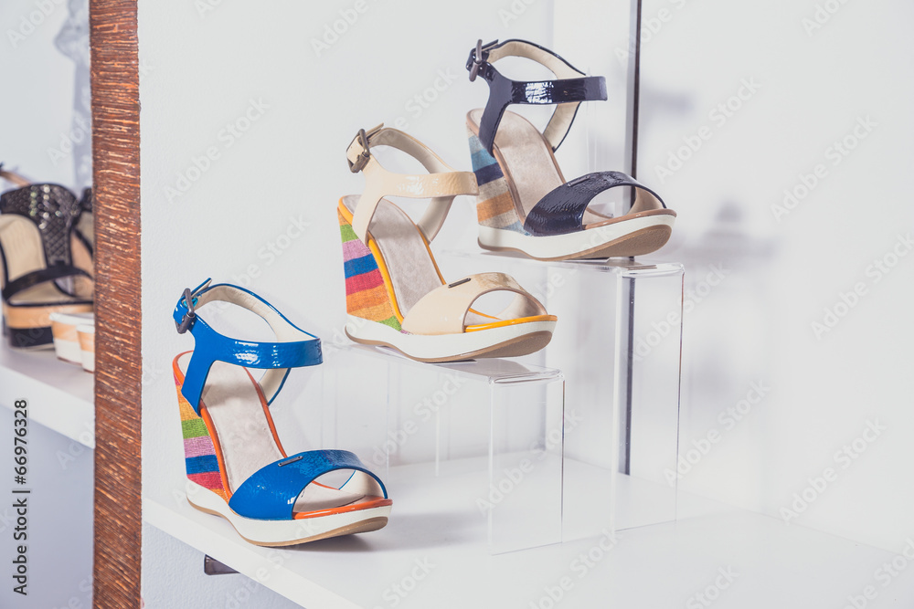 Sandals stand on a shelf