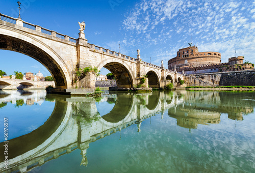 Fototapeta Bridge and castle Sant Angelo, Rome