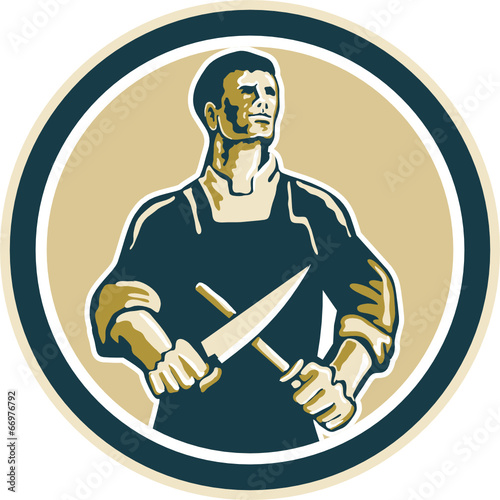 Butcher Cutter Knife Circle Retro