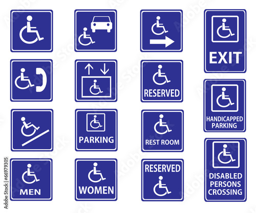 Handicap signs with wheelchair
