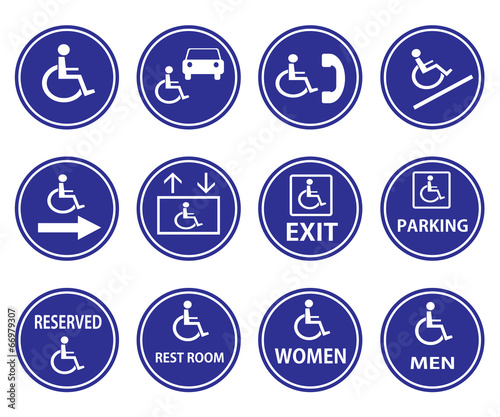 Handicap signs with wheelchair
