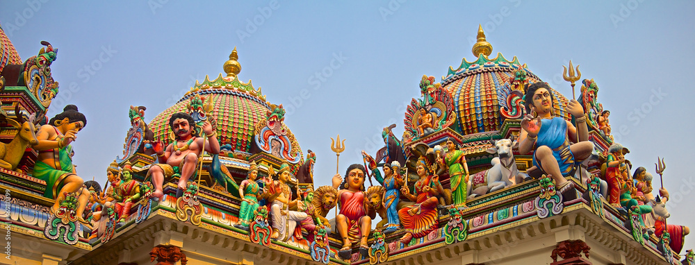 Hindu gods on a temple roof
