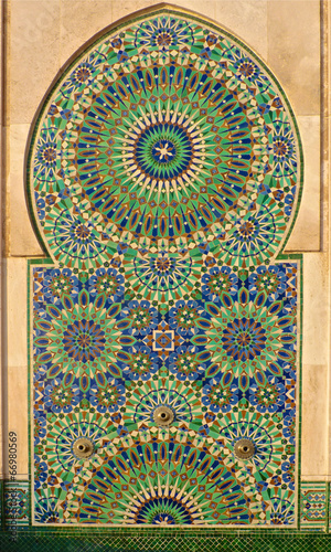 Ornate mosaic on a Moroccan mosque