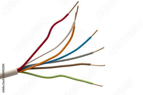 colorful electrical cable isolated on white