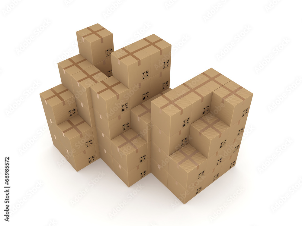 Carton boxes isolated on white background. Carton boxes isolated on white background.