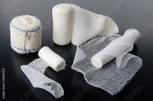 Photo Different rolls of medical bandages