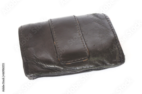 old black wallet on white background