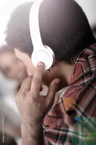 Closeup of music headphones