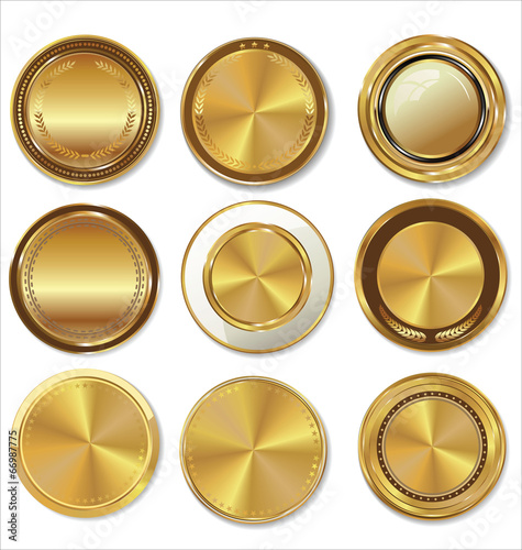Golden medallion with laurel wreath, collection