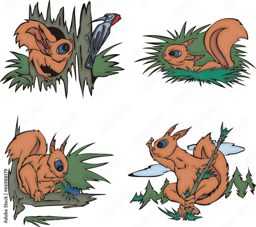 Naklejka Cartoon squirrels