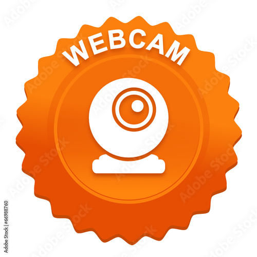 webcam sur bouton web denté orange