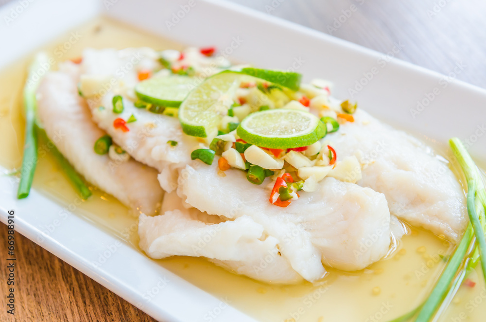 Steamed basa fish