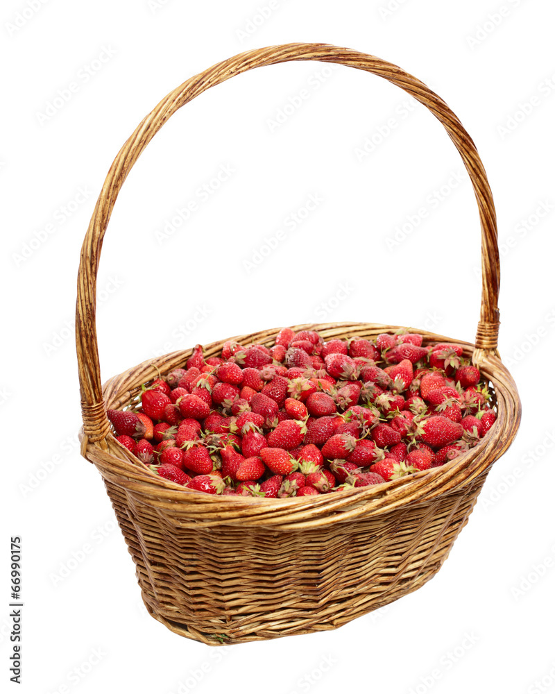 basket of strawberries isolate on white