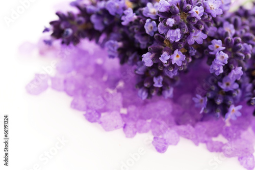 Lavender flowers and the bath salt - beauty treatment