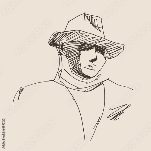 gangster vintage illustration, engraved style, sketch