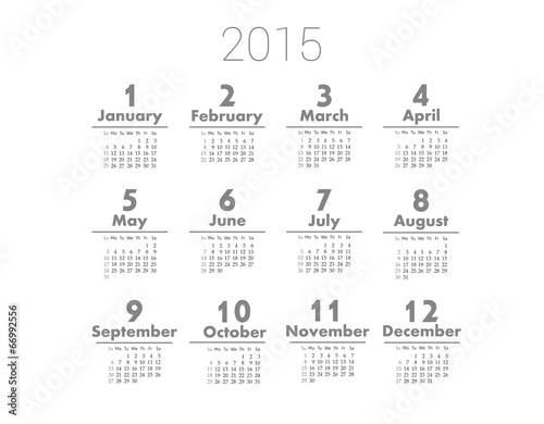 Simple european 2015 year vector calendar