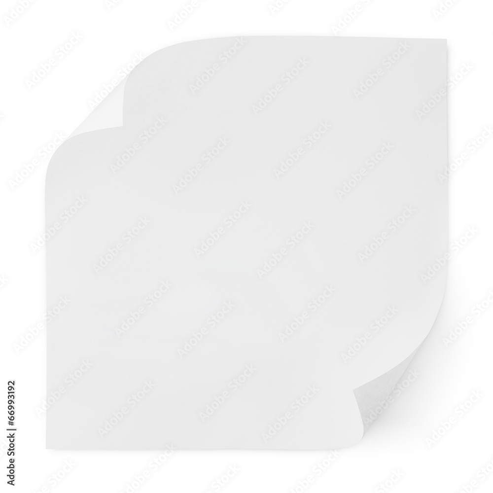 Square blank sheet of paper isolated on white with clipping path Square blank sheet of paper isolated on white with clipping path