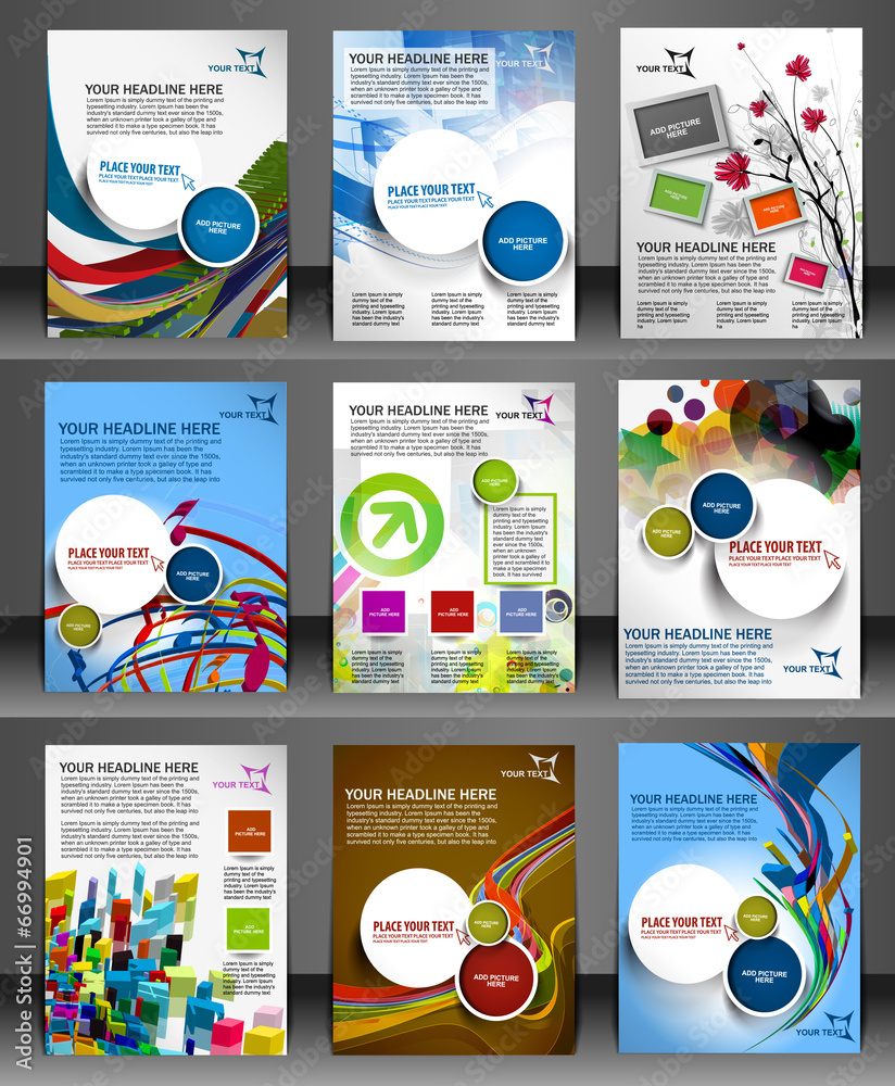 Set of Presentation of Flyer Design Content Background. - obrazy, fototapety, plakaty 