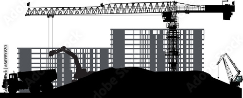 industrial landscape with black tower crane