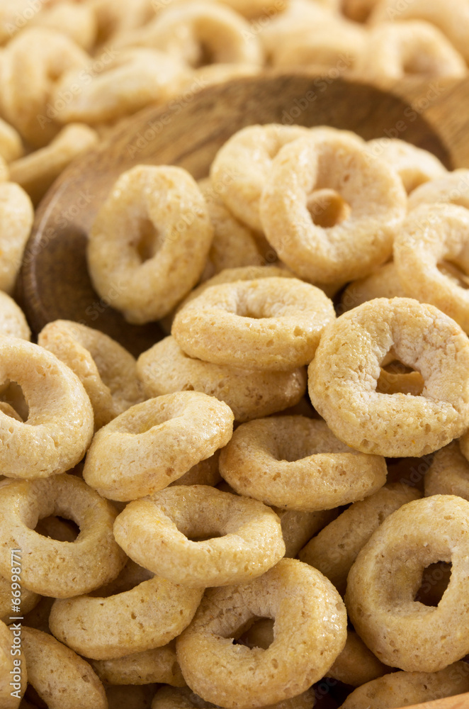 corn flakes rings as background