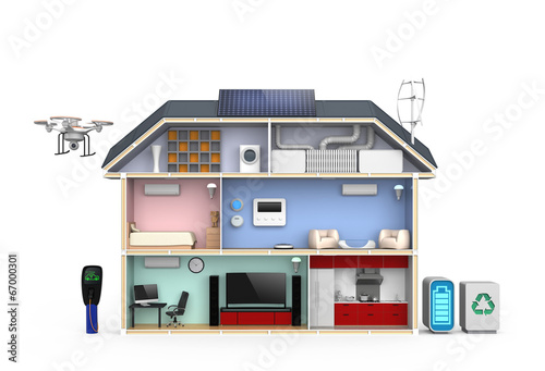 Smart house concept with energy efficient appliance(no text)