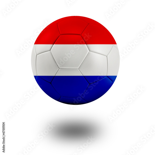 Soccer ball with Netherlands flag isolated in white