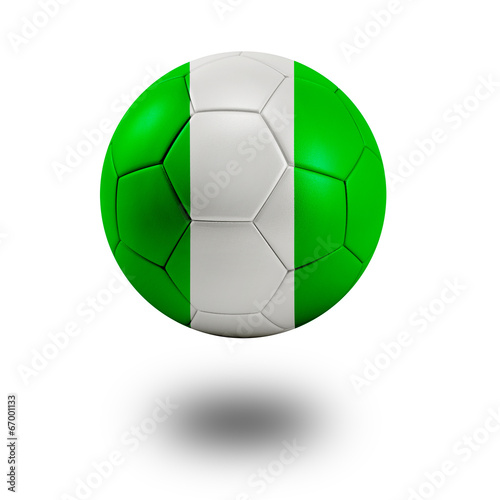 Soccer ball with Nigeria flag isolated in white