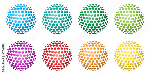 Bunte, glänzende 3D-Kugeln aus Kreisen – Set