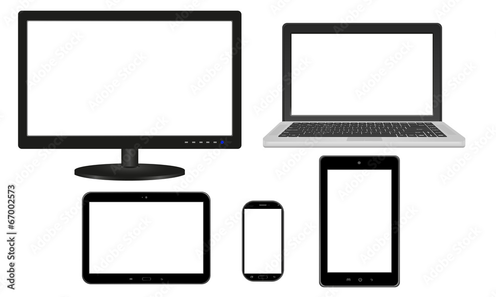 Monitor, laptop, tablet, smartfon - biały ekran Monitor, laptop, tablet, smartfon - biały ekran