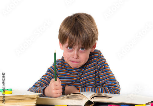 boy hates learing photo