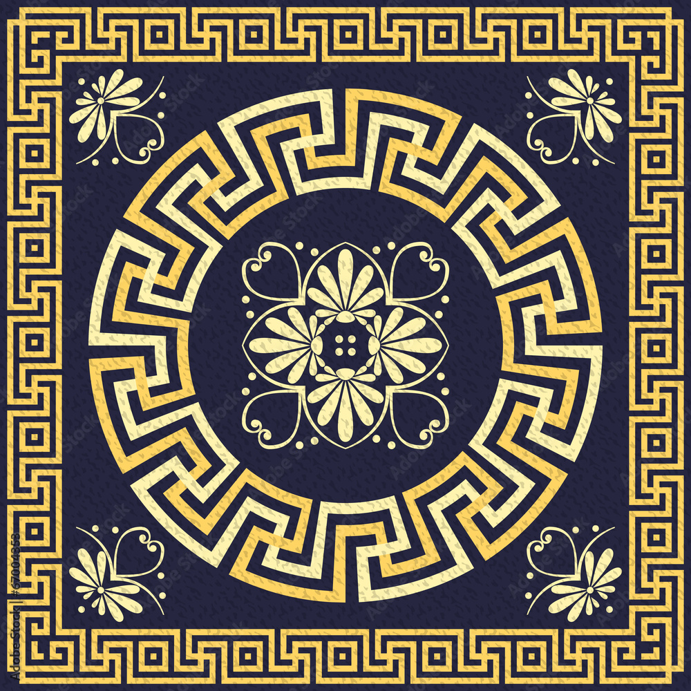 Obraz premium vector Traditional vintage gold Greek ornament (Meander)