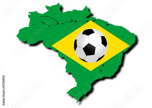 football With Flag of Brazil.- 3d image