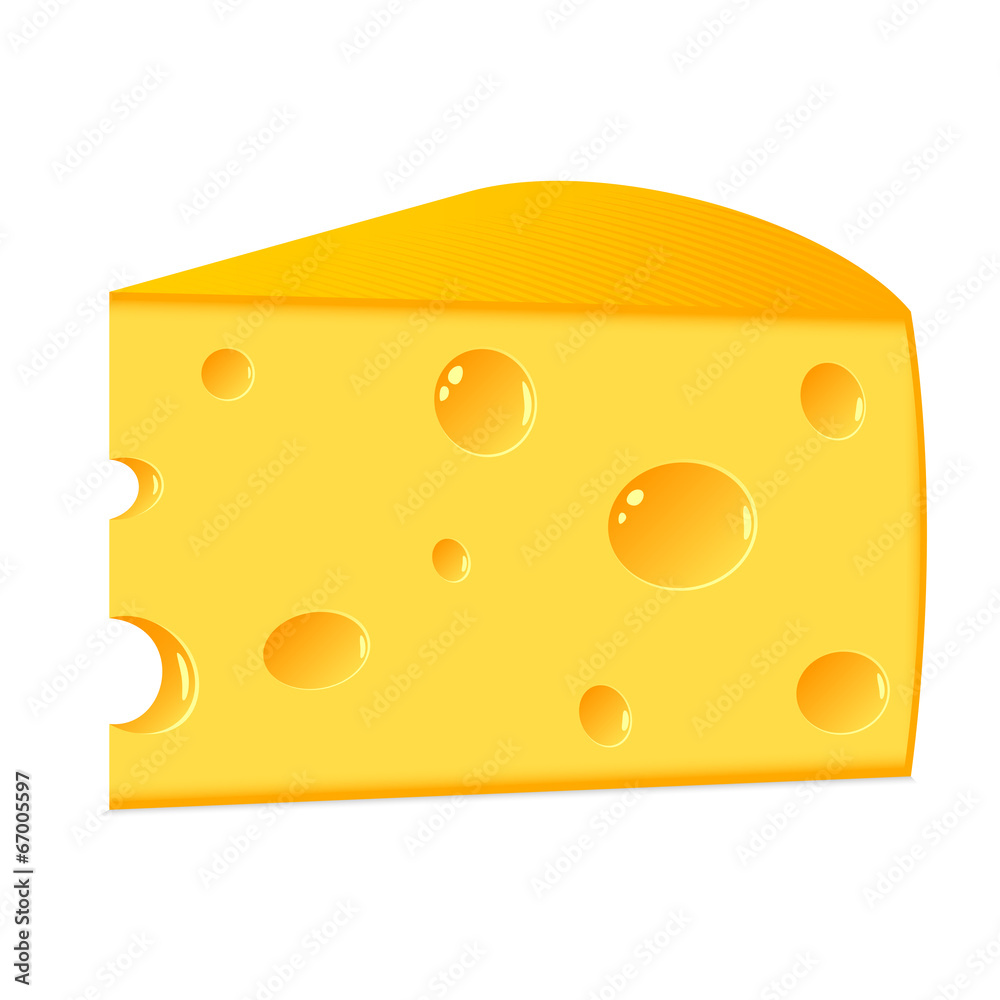 A piece of cheese on a white background A piece of cheese on a white background
