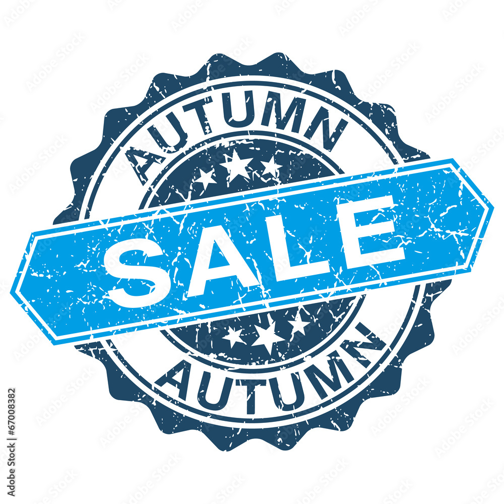 Obraz premium Autumn sale grungy stamp isolated on white background