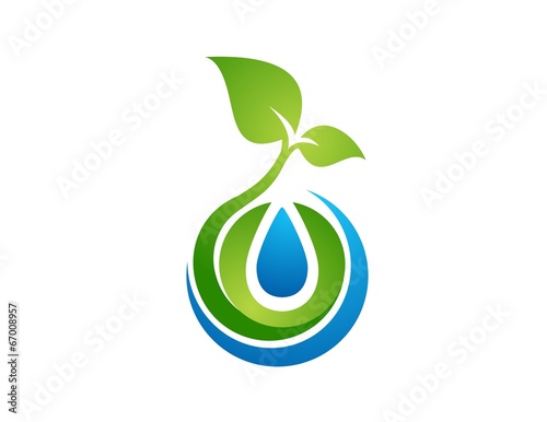 water drop global nature logo,plant energy symbol