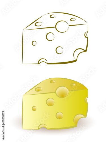 piece of yellow porous cheese food with holes