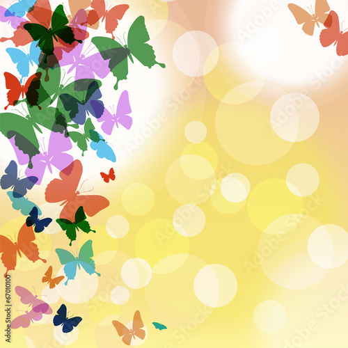 Vector beautiful  with colorful butterflies and bubbles