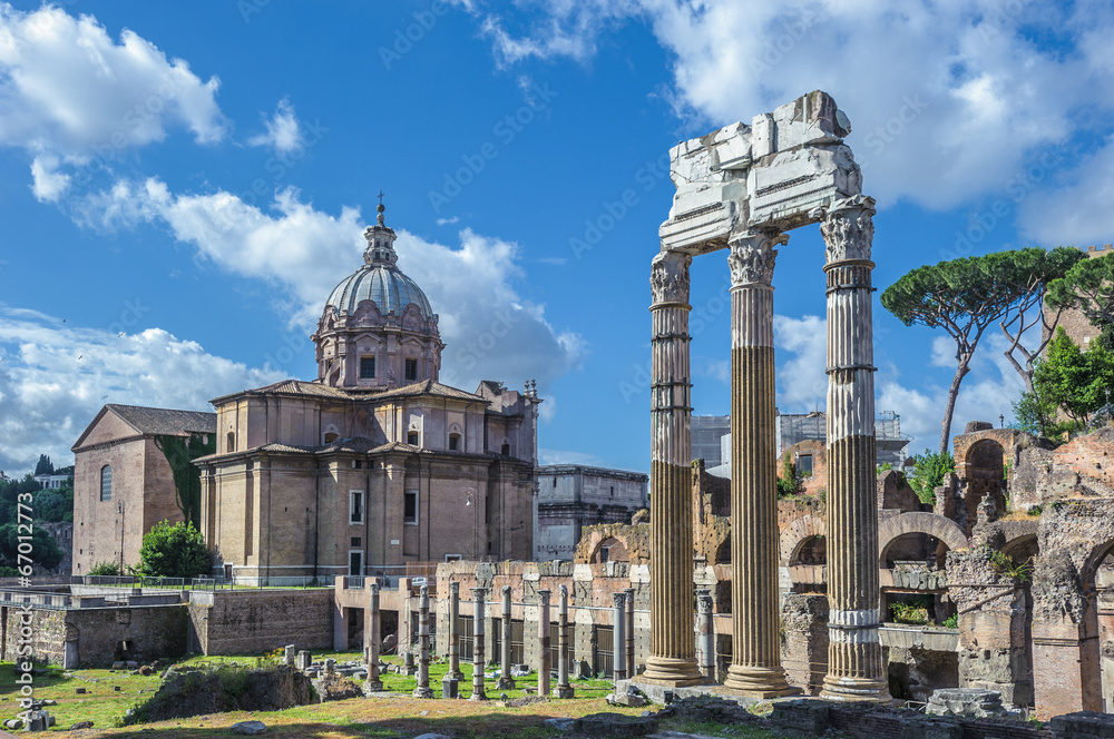 Ancient Roman forums in Rome, Italy