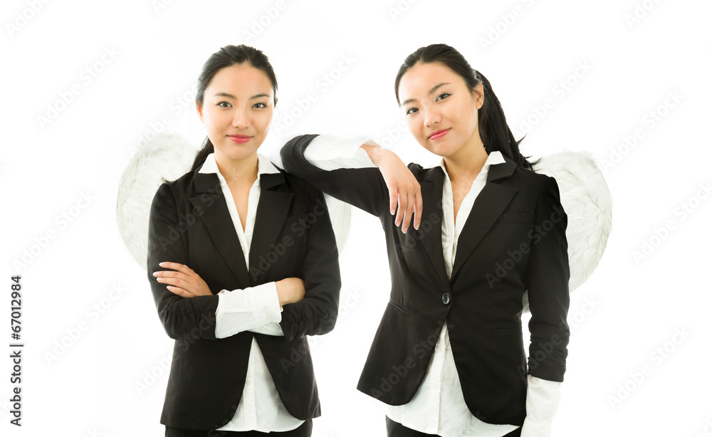 Multiple image representing angel sides of a young Asian Multiple image representing angel sides of a young Asian