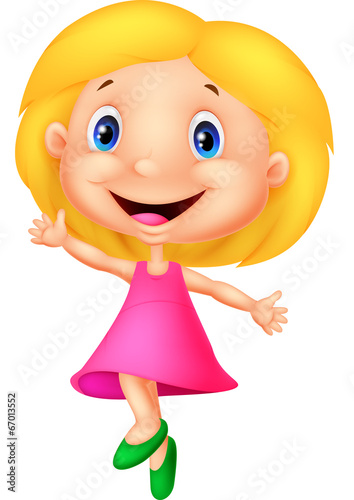 Happy little girl cartoon