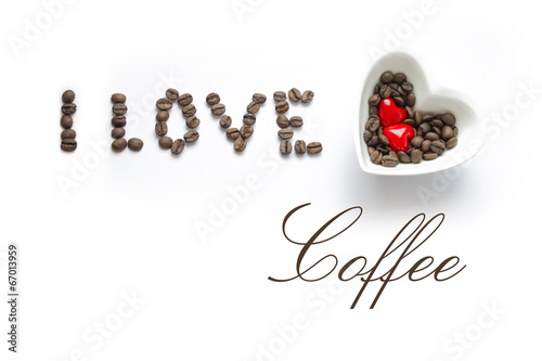 I love coffee - hearts, grains