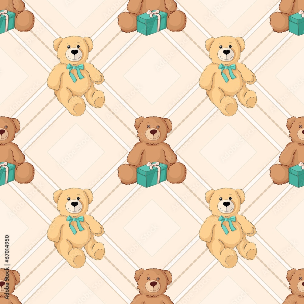Teddy bear color seamless background. Vector Stock Vector | Adobe Stock