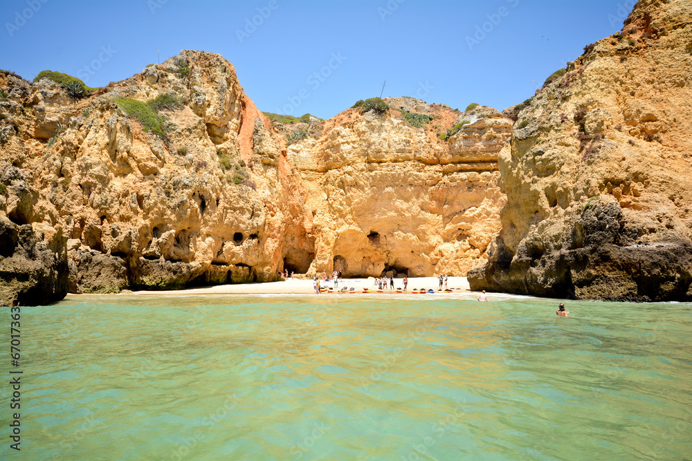 Praia da Balanca, Hidden beach near Lagos, Algarve Portugal Stock Photo |  Adobe Stock