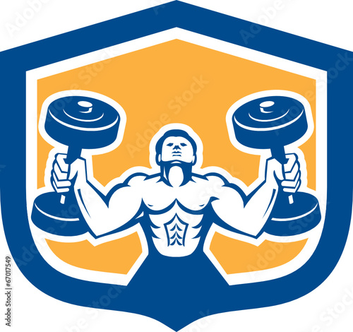 Man Lifting Dumbbell Weight Physical Fitness Retro